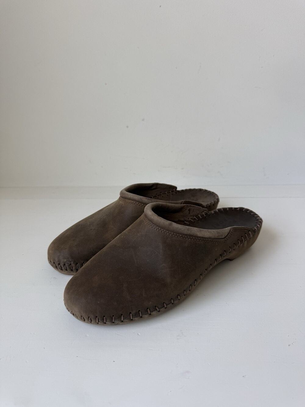 Natural Sport Mule Clogs Women’s 9M Brown Leather Made In Italy